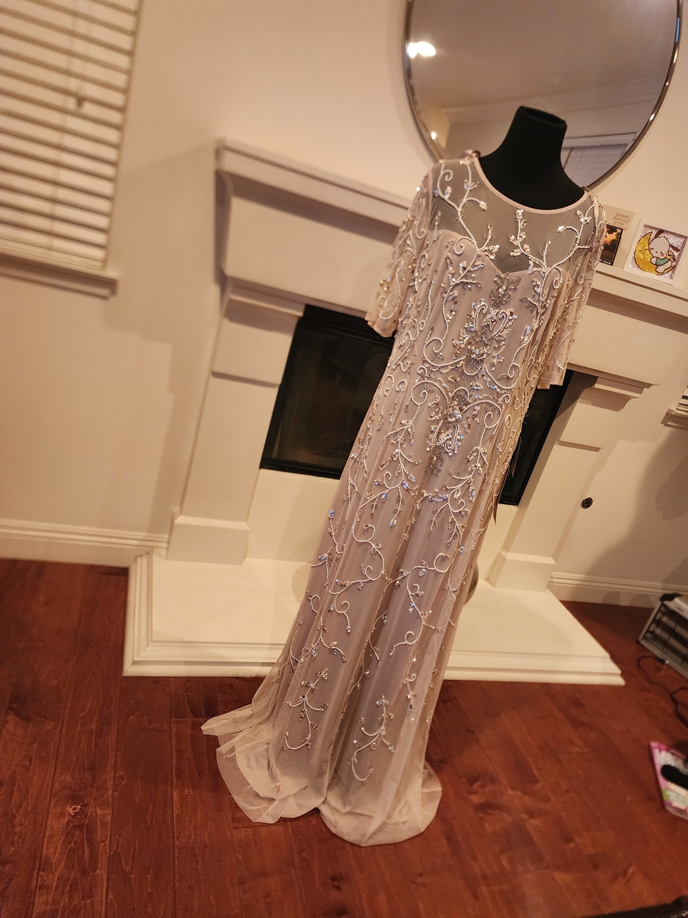 Adrianna Papell Ivory Beaded Embellished Maxi Gown